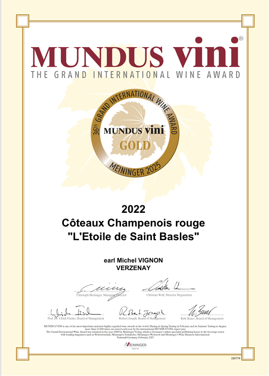 coteaux 22 étoile Mundus Vini